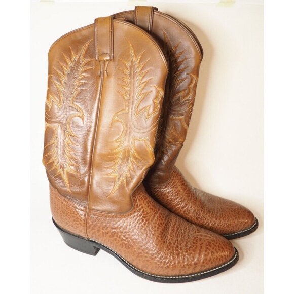Tony Llama Brown Leather Embroidered Cowboy Boots, Mens Size 7.5 (US) - Picture 1 of 15